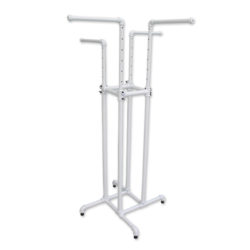 Pipe style 4 way garment rack in white finish