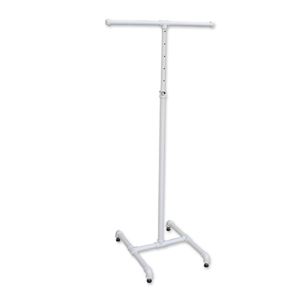 Pipe style 2 way garment rack in white finish