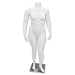 Plus size headless female mannequin in matte white – size 18 with 42-inch bust