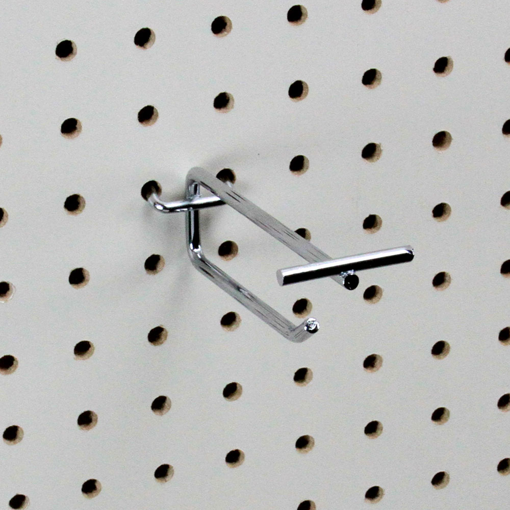 Pegboard scanner hook with flip-end label holder tip
