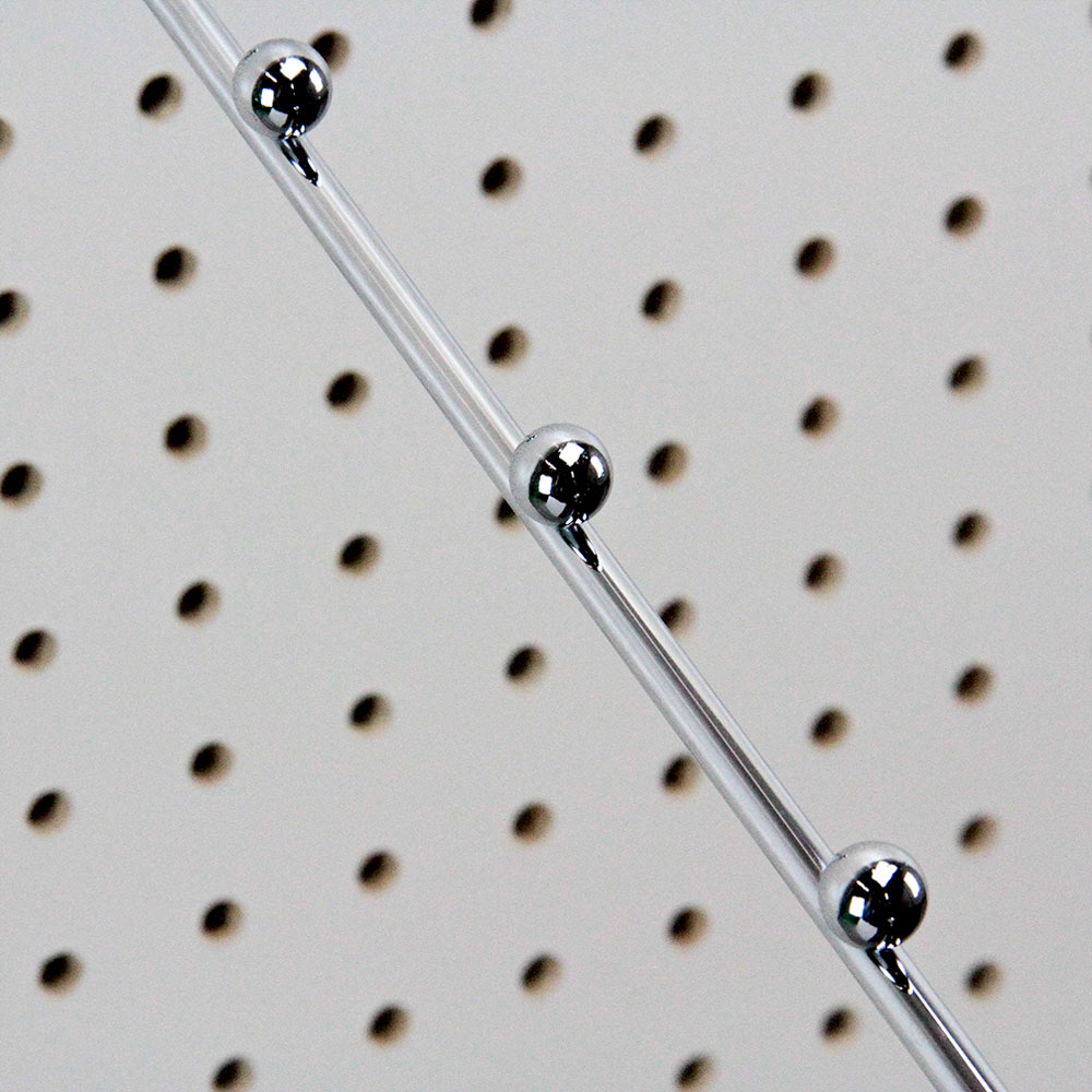 Pegboard ball waterfall arm – chrome 6 ball display close-up