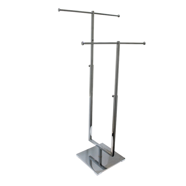 Two tier jewelry stand in chrome with adjustable heights