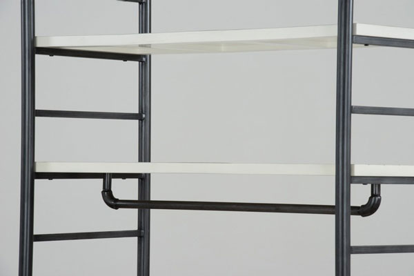 shelf with apparel hang bar