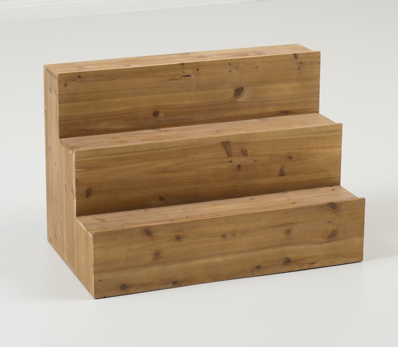 wooden large 3 step display riser EDP-7069 natural wood for retail merchandising