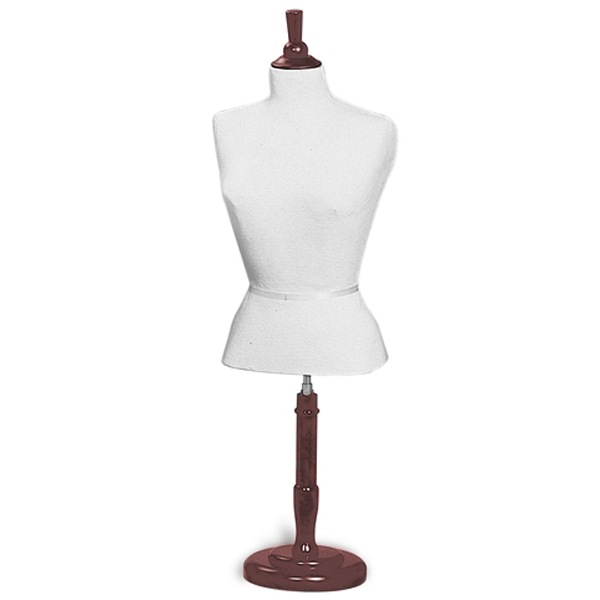 Complete and assembled dress form size queen with base for retail clothing display