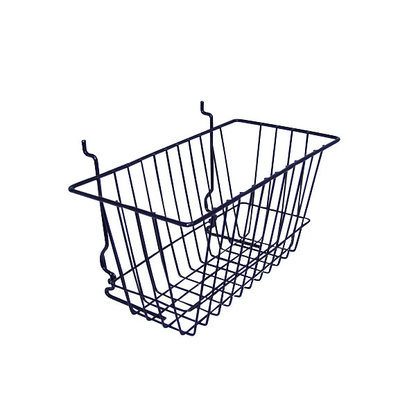 12 inch wide deep wire basket for gridwall panels black finish