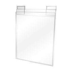 Acrylic t-shirt display holder for gridwall panels showing folded shirt presentation