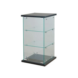 Frameless glass counter case JFC/CC24B 13x13x24 with lock and 2 glass shelves black base