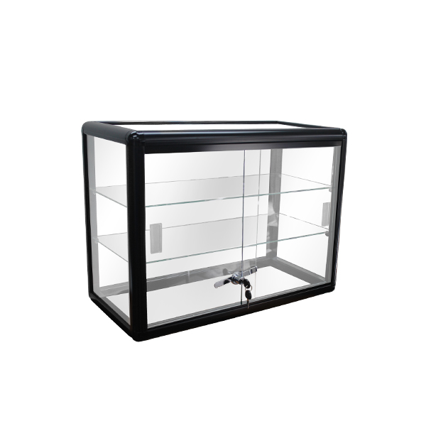 Aluminum framed glass counter case for jewelry retail display with locking door