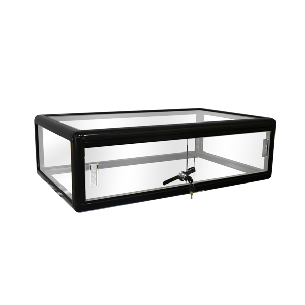 Aluminum framed glass counter showcase case for jewelry retail with locking door