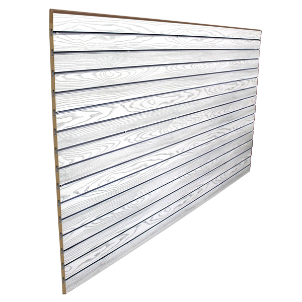 3" O.C. White Wood Grain Slatwall - 18mm - Image 2