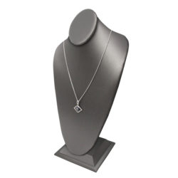 Tall slate grey leatherette necklace stand 8.25 inch wide 14.5 inch tall