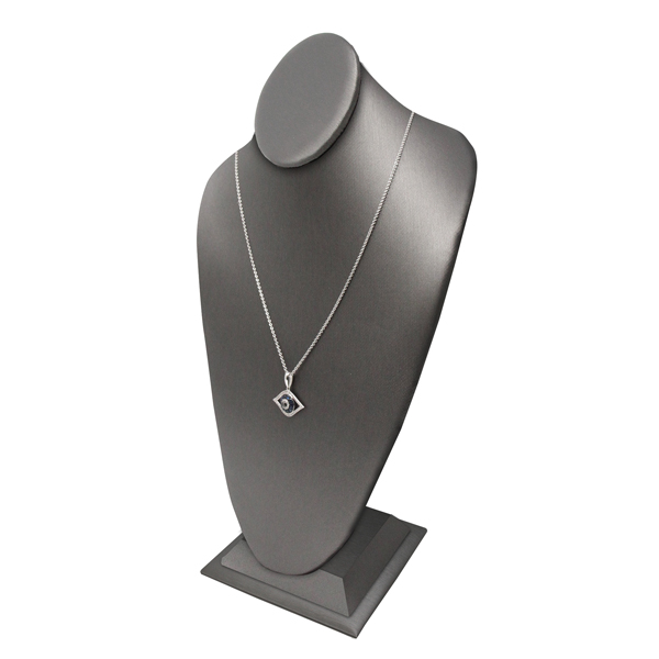 Tall slate grey leatherette necklace stand 8.25 inch wide 14.5 inch tall