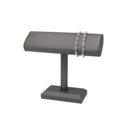 Slate grey leatherette single oval T-bar necklace display 7.5 inch wide 6.5 inch tall