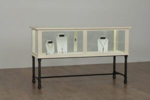 distressed white long jewelry case 65 inch Broadway