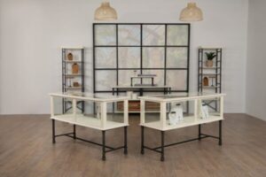 distressed white long jewelry case 65 inch Broadway