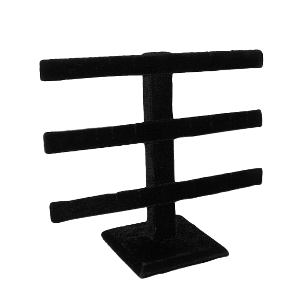 3 bar earring display stand with black velvet for jewelry stores