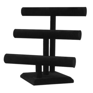 Black velvet 3 level T-bar necklace and bracelet display stand 12 wide
