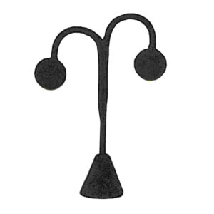 Black velvet teardrop shaped earring display stand