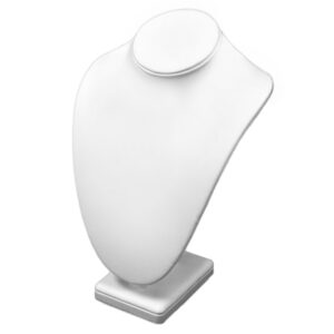 White leatherette stand-up jewelry bust 11 inch tall for necklace and pendant display