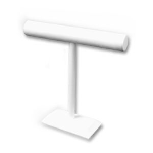 White leatherette tall single T-bar necklace display 11.5 inch wide 12 inch tall
