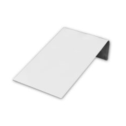 White leatherette large ramp display 4.75 inch wide 8 inch long 2 inch tall angled
