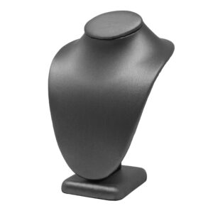 Compact slate grey leatherette necklace stand 4 inch wide 6.25 inch tall