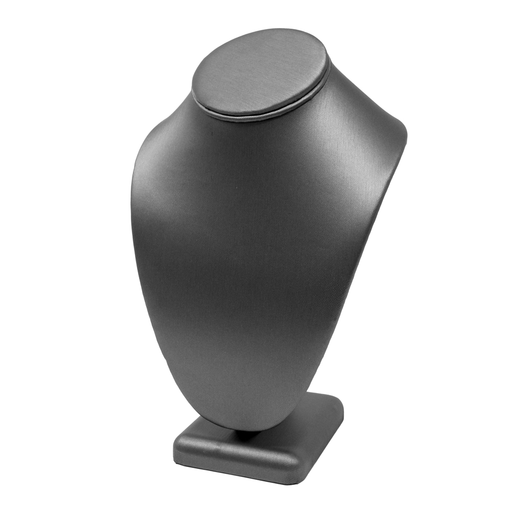 Medium slate grey leatherette necklace stand 7.5 inch wide 11 inch tall