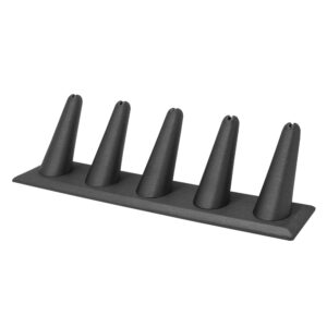 Slate grey leatherette 5-finger ring display 8 inch wide 2.5 inch tall holds 5 rings