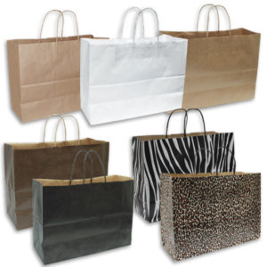 White vogue paper bag for retail gift and merchandise packaging