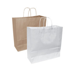 White kraft jumbo paper shopping bag with twisted handles