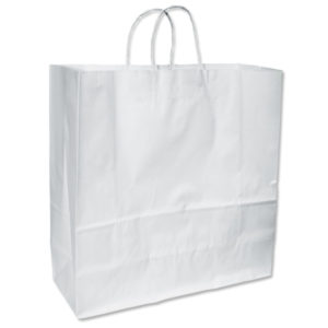 White paper jumbo bag with handles for retail store packaging