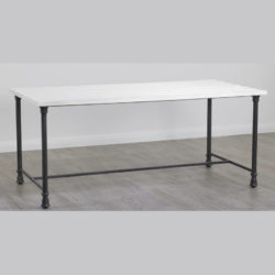 large distressed white display table