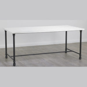 large distressed white display table