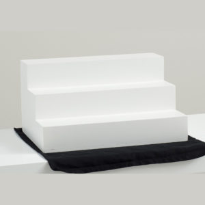 3 step white display risers EW-7082 side angle showing stepped tiers