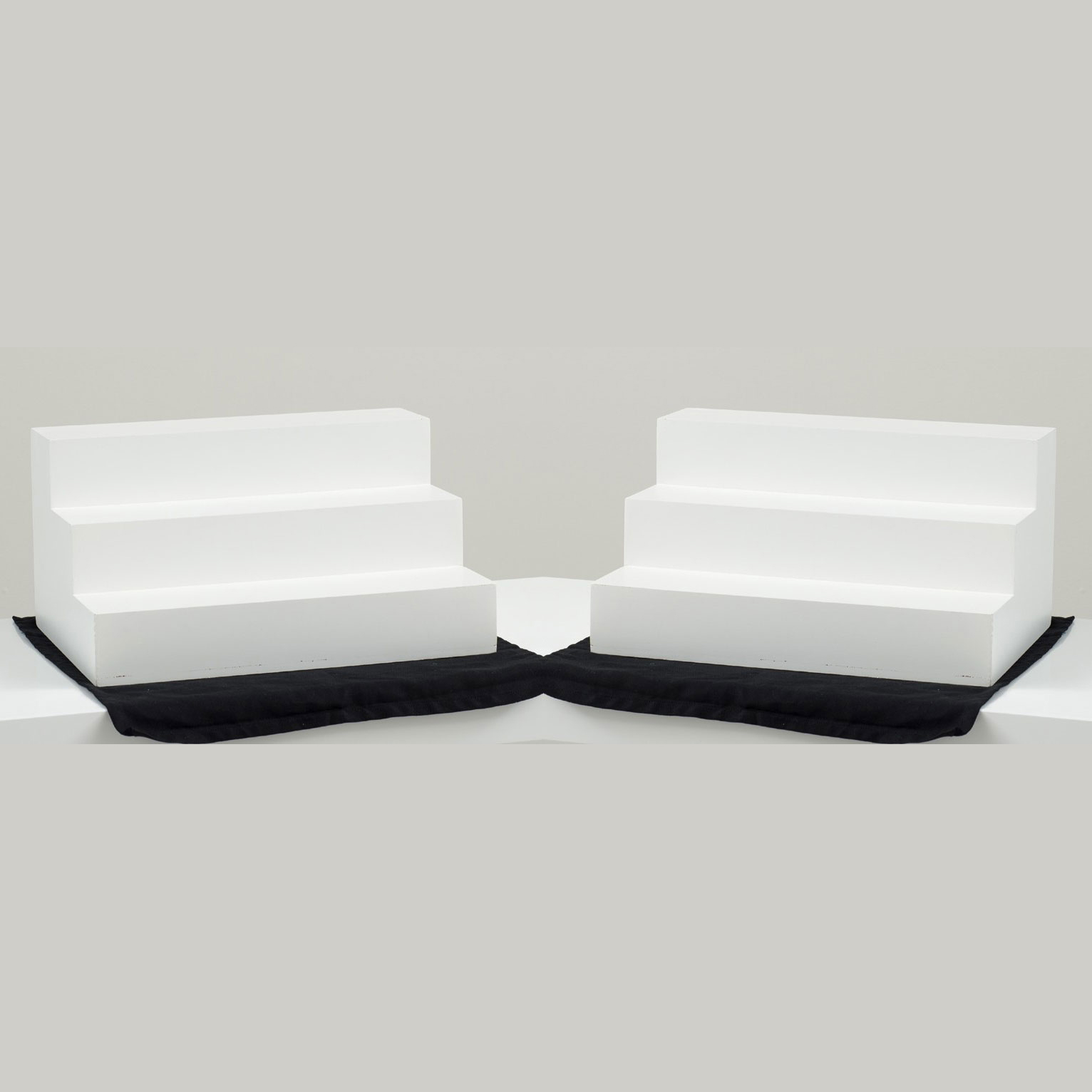 3 step white acrylic display riser set EW-7082 for retail merchandising