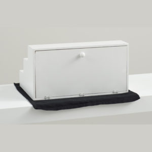 3 step white display risers EW-7082 detail view of acrylic construction