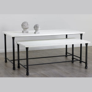 distressed white nesting table
