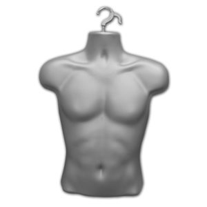 Injection molded mens shirt form rear view showing back contour