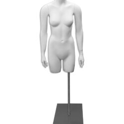 White female fiberglass torso form for displaying dresses tops and womens apparel