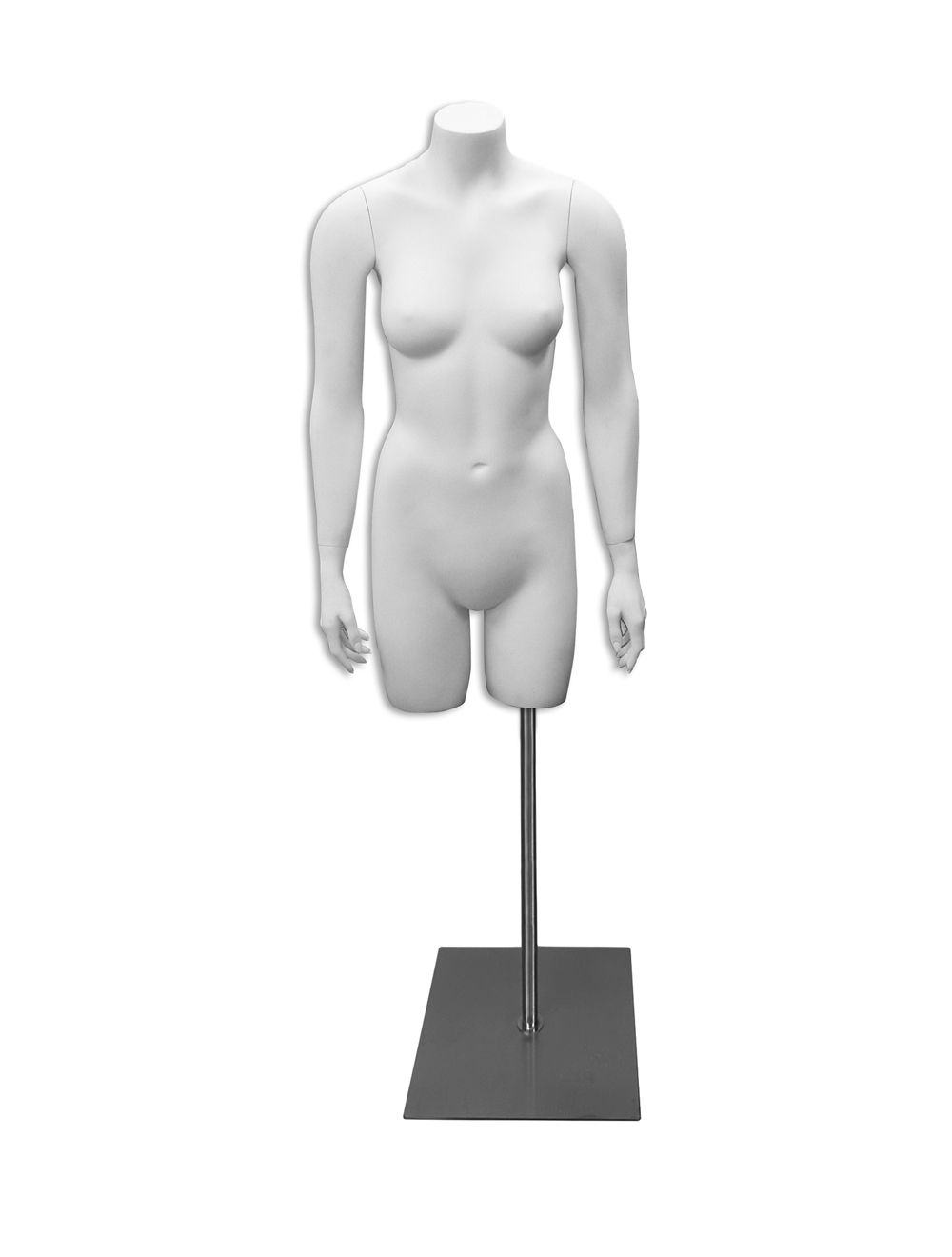 White female fiberglass torso form for displaying dresses tops and womens apparel
