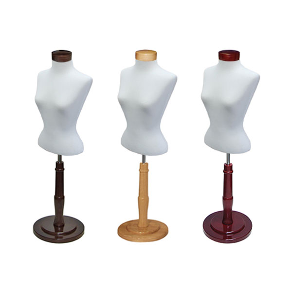 Complete and assembled dress form size N with base for retail clothing display