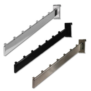 Rectangular tubing waterfall arm for gridwall panels with 7 descending hooks