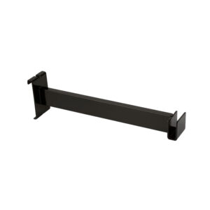 Side view of 12 inch gridwall hangrail bracket showing arm extension and tube support