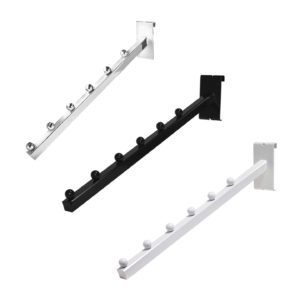 Square tubing waterfall with ball tips for gridwall panel garment displays