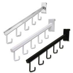 Gridwall waterfall with hooks for hanging multiple garments on gridwall panels