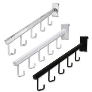 Gridwall waterfall with hooks for hanging multiple garments on gridwall panels