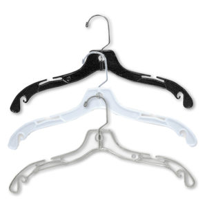 17 inch extra heavy weight plastic dress and blouse hanger H0410 black