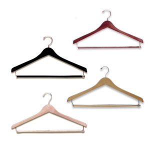 17 inch wood suit hanger H100 series natural finish with chrome hook