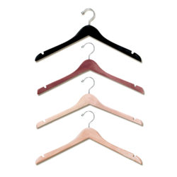 17 inch contoured wood shirt and blouse hanger H200 series natural finish